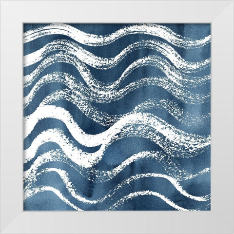 Indigo Ripple IX White Modern Wood Framed Art Print by Popp, Grace
