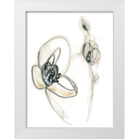 Monochrome Floral Study III White Modern Wood Framed Art Print by Vess, June Erica