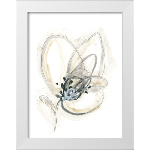 Monochrome Floral Study V White Modern Wood Framed Art Print by Vess, June Erica