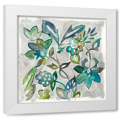 Sapphire Vine I White Modern Wood Framed Art Print by Zarris, Chariklia