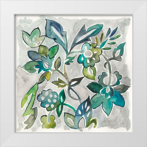 Sapphire Vine I White Modern Wood Framed Art Print by Zarris, Chariklia