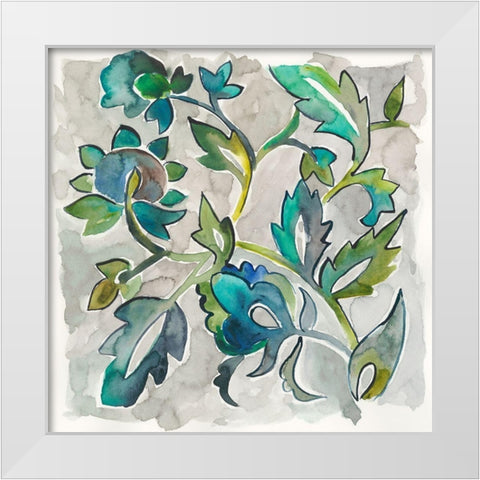 Sapphire Vine II White Modern Wood Framed Art Print by Zarris, Chariklia