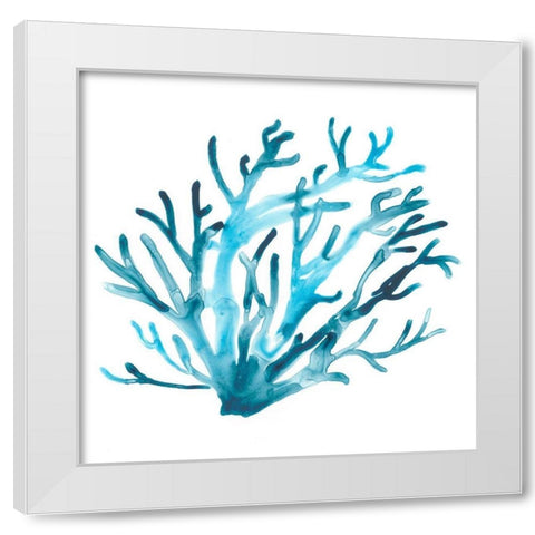 Azure Seafan IV White Modern Wood Framed Art Print by Vess, June Erica