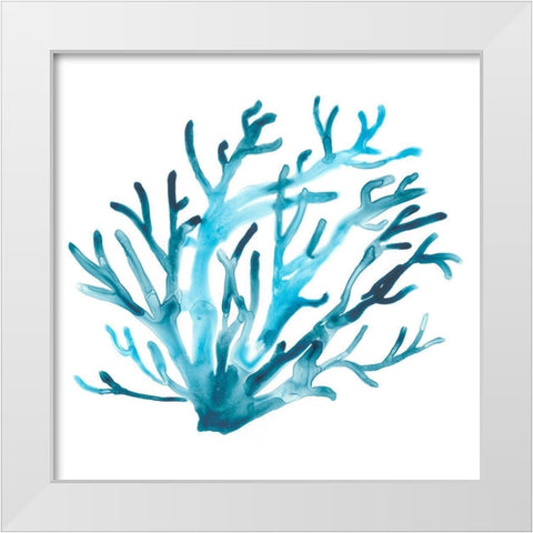 Azure Seafan IV White Modern Wood Framed Art Print by Vess, June Erica