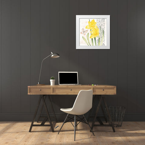 Flowers and Lace II White Modern Wood Framed Art Print by Parker, Jennifer Paxton