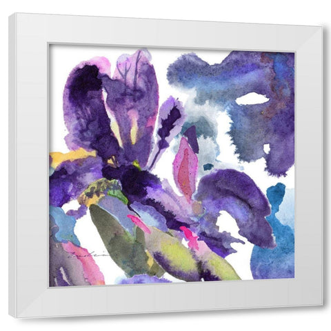 Watercolor Flower Composition II White Modern Wood Framed Art Print by Evelia Designs