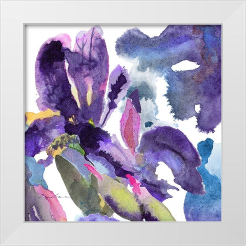 Watercolor Flower Composition II White Modern Wood Framed Art Print by Evelia Designs