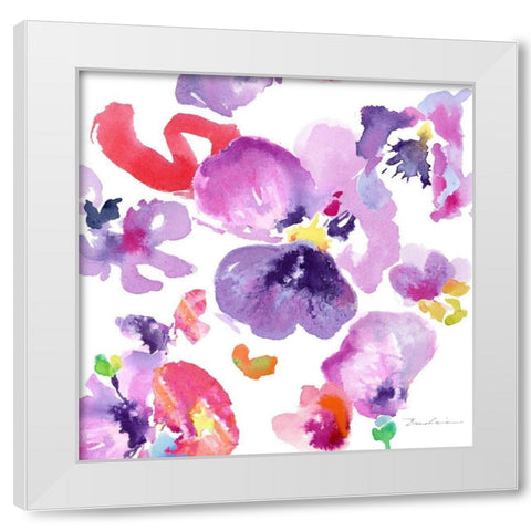 Watercolor Flower Composition III White Modern Wood Framed Art Print by Evelia Designs
