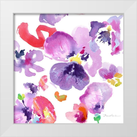 Watercolor Flower Composition III White Modern Wood Framed Art Print by Evelia Designs