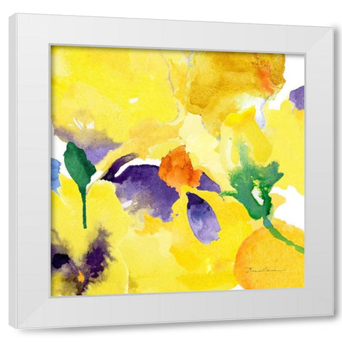 Watercolor Flower Composition V White Modern Wood Framed Art Print by Evelia Designs
