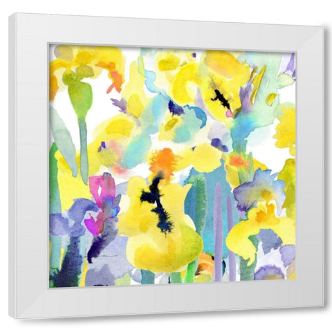 Watercolor Flower Composition VI White Modern Wood Framed Art Print by Evelia Designs