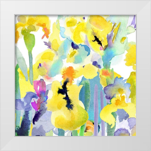 Watercolor Flower Composition VI White Modern Wood Framed Art Print by Evelia Designs