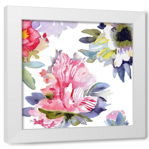 Watercolor Flower Composition VII White Modern Wood Framed Art Print by Evelia Designs