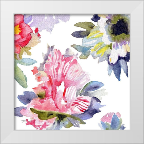 Watercolor Flower Composition VII White Modern Wood Framed Art Print by Evelia Designs