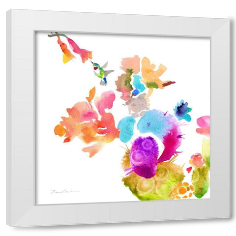 Watercolor Flower Composition IX White Modern Wood Framed Art Print by Evelia Designs