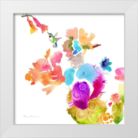 Watercolor Flower Composition IX White Modern Wood Framed Art Print by Evelia Designs