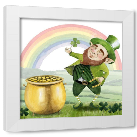 Leprechauns Rainbow I White Modern Wood Framed Art Print by Popp, Grace