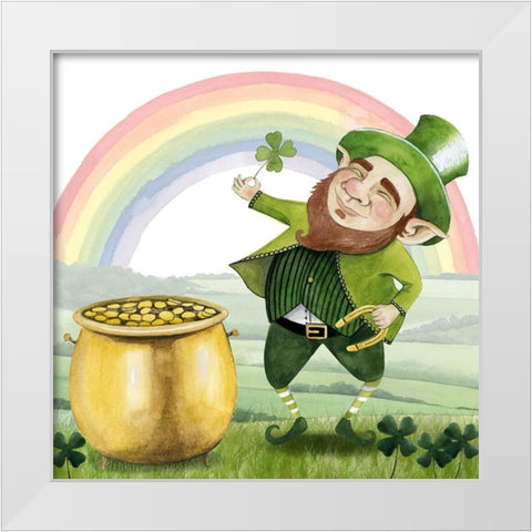 Leprechauns Rainbow I White Modern Wood Framed Art Print by Popp, Grace