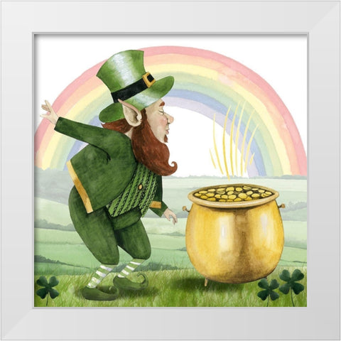 Leprechauns Rainbow II White Modern Wood Framed Art Print by Popp, Grace