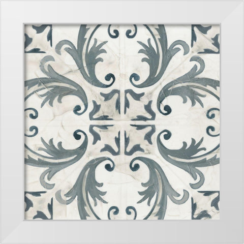 Teal Tile Collection I White Modern Wood Framed Art Print by Vess, June Erica