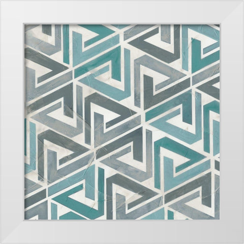 Teal Tile Collection II White Modern Wood Framed Art Print by Vess, June Erica