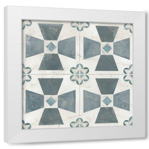 Teal Tile Collection IV White Modern Wood Framed Art Print by Vess, June Erica