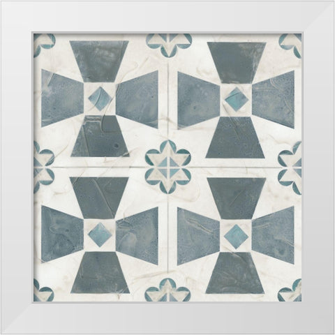 Teal Tile Collection IV White Modern Wood Framed Art Print by Vess, June Erica