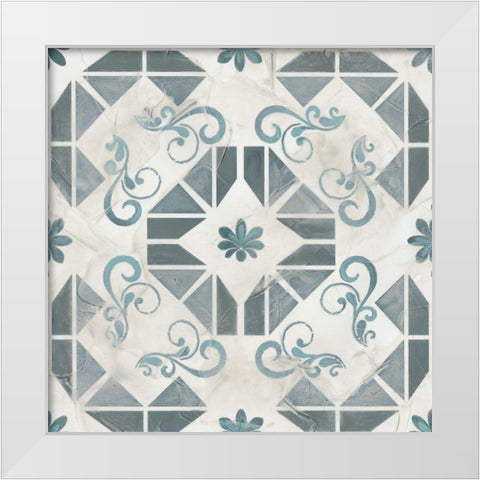 Teal Tile Collection VI White Modern Wood Framed Art Print by Vess, June Erica