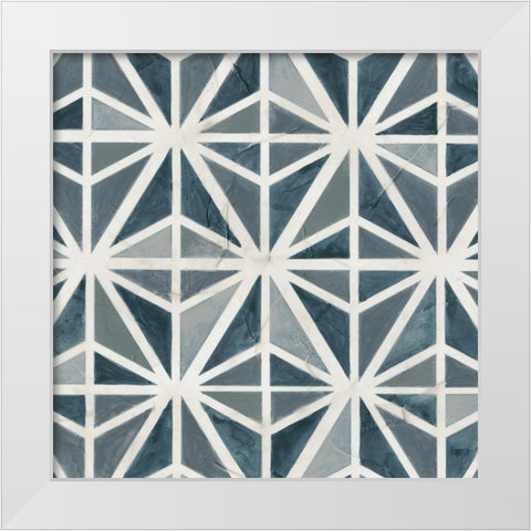 Teal Tile Collection VII White Modern Wood Framed Art Print by Vess, June Erica