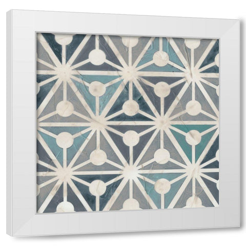 Teal Tile Collection IX White Modern Wood Framed Art Print by Vess, June Erica