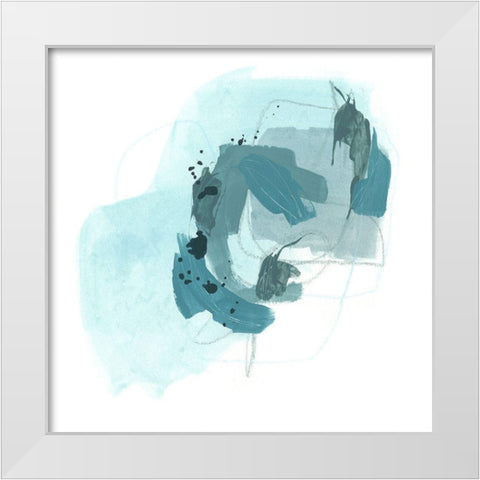 Aqua Stellar II White Modern Wood Framed Art Print by Vess, June Erica
