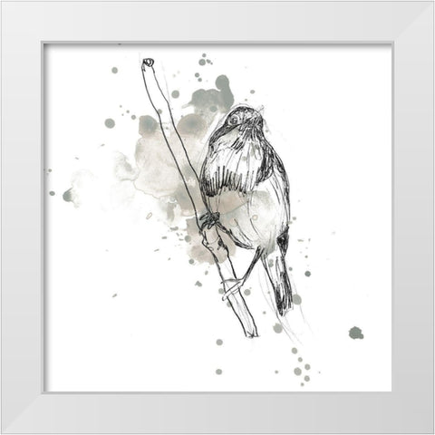 Gestural Bird Study III White Modern Wood Framed Art Print by Vess, June Erica