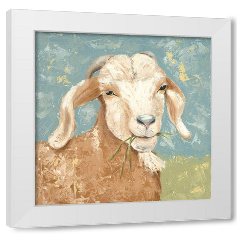 Farm Life-Brown Goat White Modern Wood Framed Art Print by Reynolds, Jade
