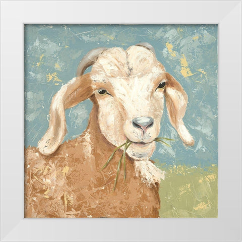 Farm Life-Brown Goat White Modern Wood Framed Art Print by Reynolds, Jade