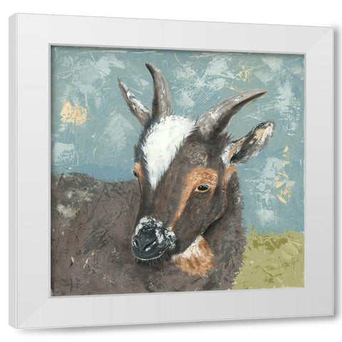 Farm Life-Grey Goat White Modern Wood Framed Art Print by Reynolds, Jade