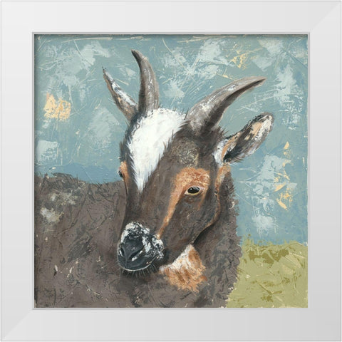 Farm Life-Grey Goat White Modern Wood Framed Art Print by Reynolds, Jade