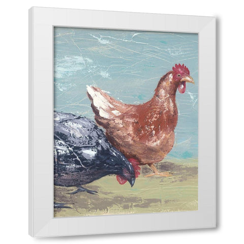 Farm Life-Chickens I White Modern Wood Framed Art Print by Reynolds, Jade