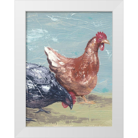 Farm Life-Chickens I White Modern Wood Framed Art Print by Reynolds, Jade
