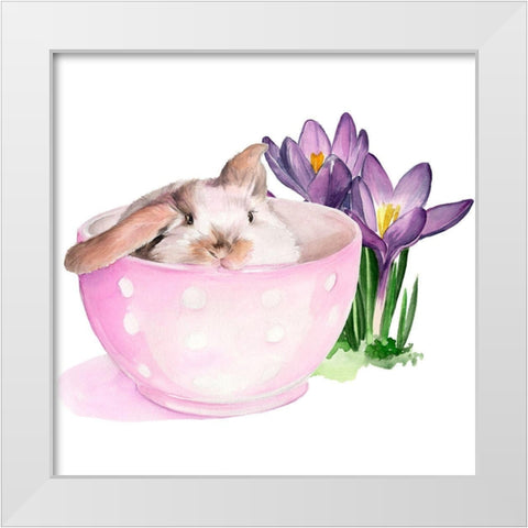 Bunny Crossing II White Modern Wood Framed Art Print by Parker, Jennifer Paxton