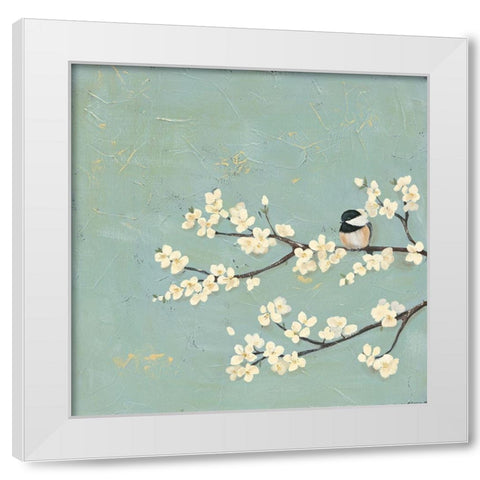 Chickadee and Dogwood I White Modern Wood Framed Art Print by Reynolds, Jade