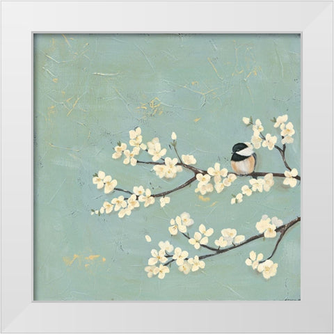 Chickadee and Dogwood I White Modern Wood Framed Art Print by Reynolds, Jade