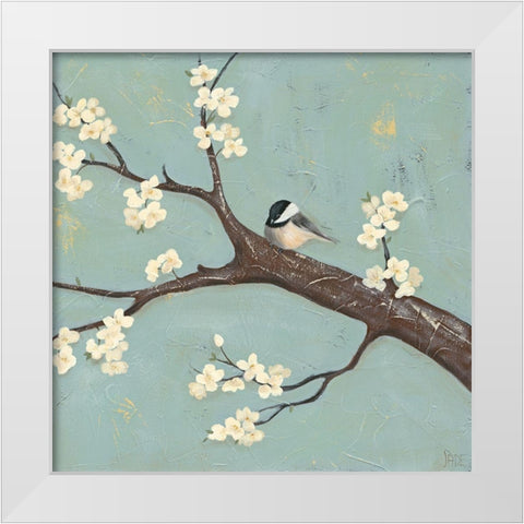 Chickadee and Dogwood II White Modern Wood Framed Art Print by Reynolds, Jade