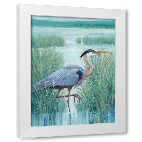 Wetland Heron I White Modern Wood Framed Art Print by OToole, Tim