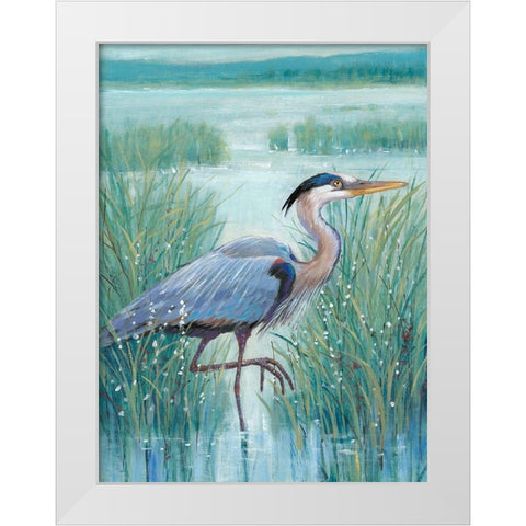 Wetland Heron I White Modern Wood Framed Art Print by OToole, Tim