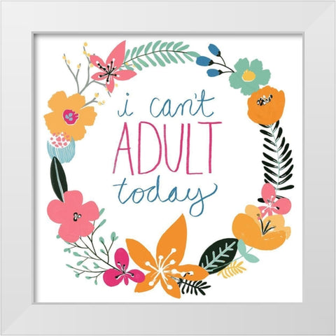 Snarky Florals V White Modern Wood Framed Art Print by Vess, June Erica