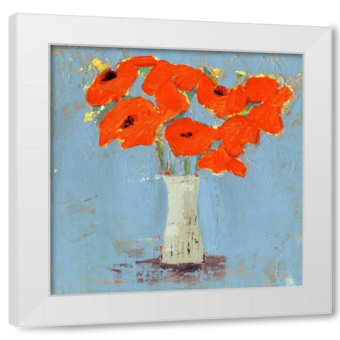 Orange Poppy Impression I White Modern Wood Framed Art Print by Borges, Victoria