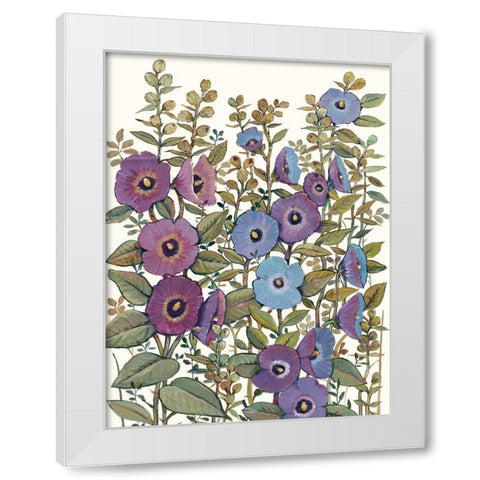 Hollyhocks in Bloom I White Modern Wood Framed Art Print by OToole, Tim