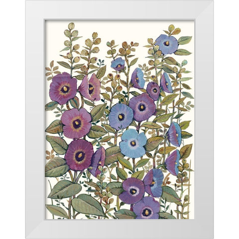 Hollyhocks in Bloom I White Modern Wood Framed Art Print by OToole, Tim