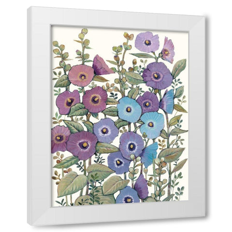 Hollyhocks in Bloom II White Modern Wood Framed Art Print by OToole, Tim