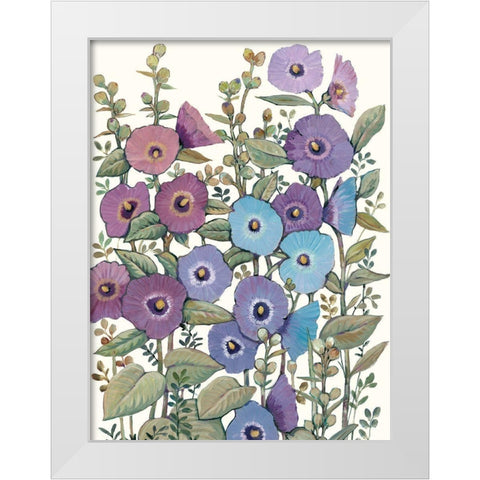 Hollyhocks in Bloom II White Modern Wood Framed Art Print by OToole, Tim